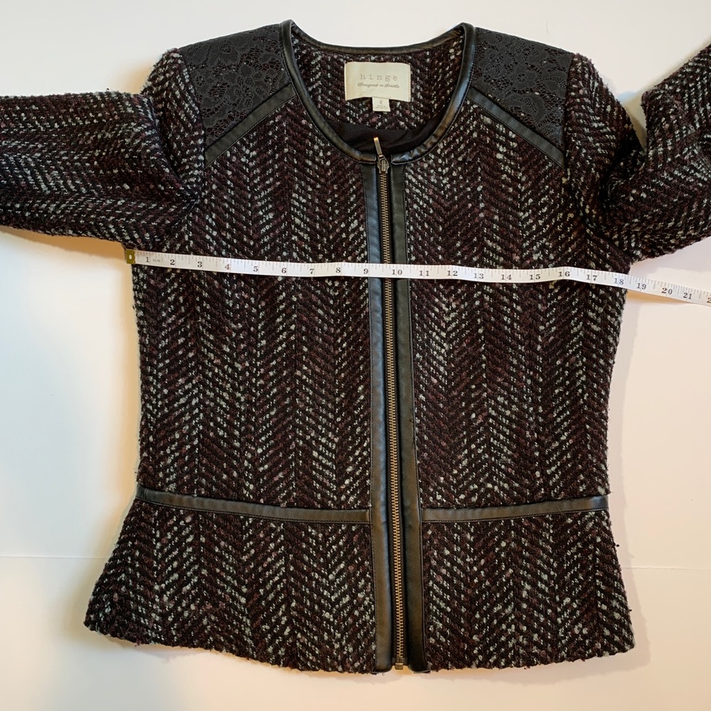 Hinge Jacket Black/Grey/Mauve Wool & Faux Leather - Picture 4 of 12